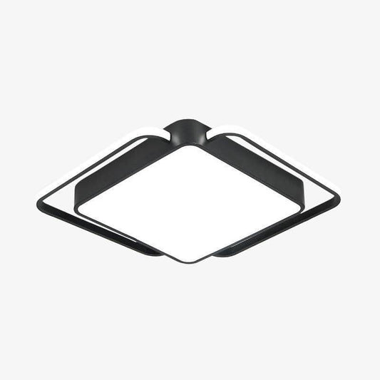 Vierkante LED design plafondlamp met zwart-witte afgeronde hoeken Bwart
