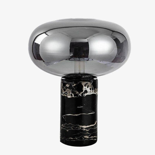 Domino LED tafellamp in marmer en gekleurd glas