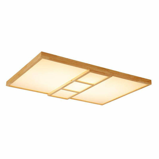 Design houten LED plafondlamp met vierkanten