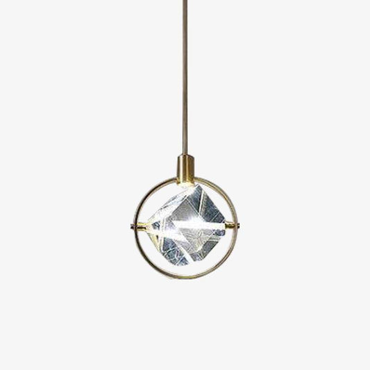 Design LED hanglamp met gouden ronde en luxe glaskristal
