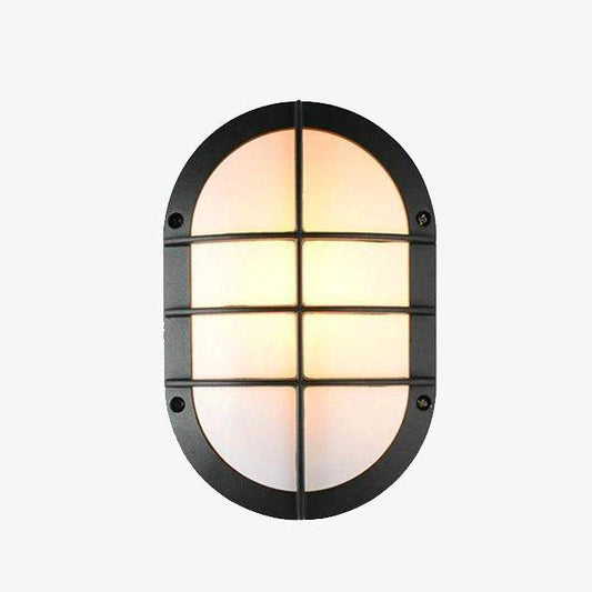 Moderne ovale LED buitenwandlamp met raster