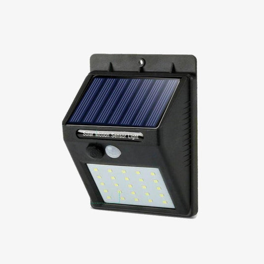 Zwarte LED-buitenwandlamp op zonne-energie
