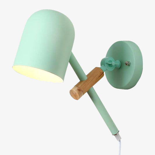 Designer LED-wandlamp in hout en gekleurd metaal