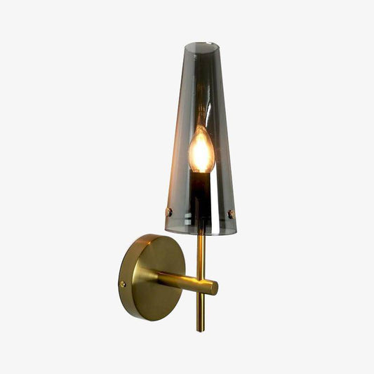 Vintage design wandlamp met conische rookglazen kap