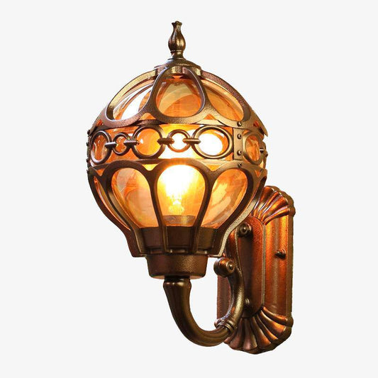 Rustieke wandlamp van goudkleurig glas