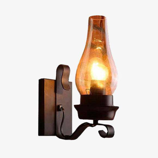 Kerosine retro metalen wandlamp en glazen kap