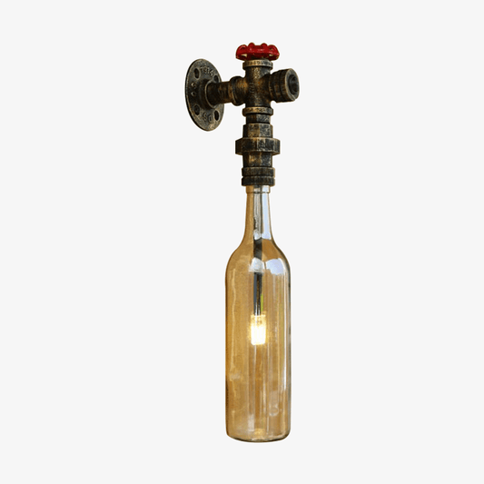 LED wandlamp met glazen fles in bies