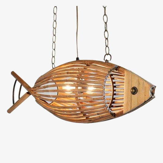LED hanglamp bamboe imitatie vis Nieuwigheid