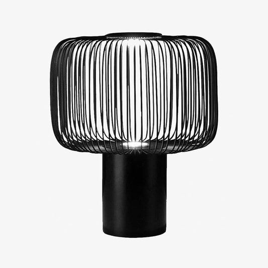 Design LED-tafellamp met ronde lampenkap van zwart metaal