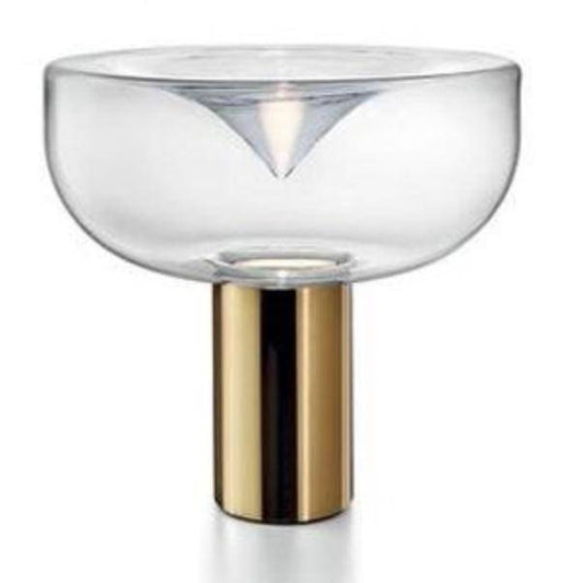 Gouden design tafellamp en glazen koepel