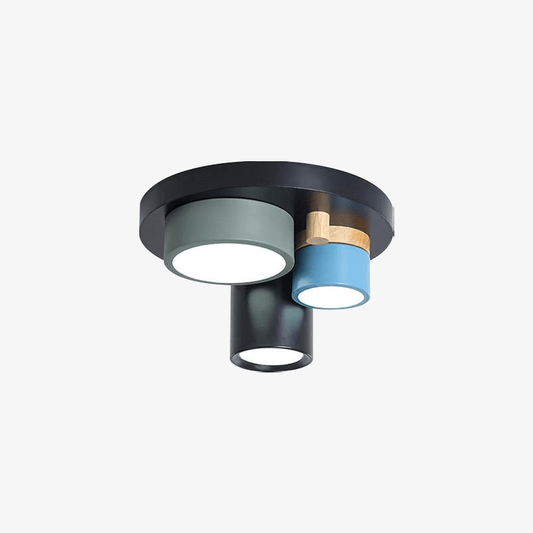 Design plafondlamp met meerdere gekleurde cilindrische LED-spots