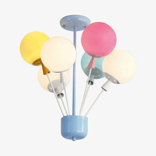 Kinderplafondlamp met gekleurde glazen ballonnen