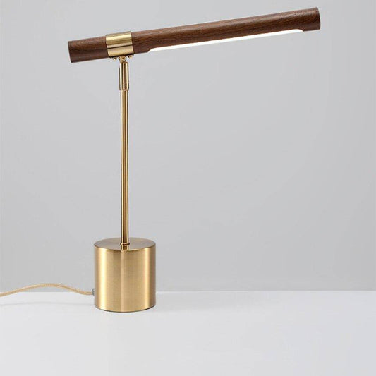 Designer LED-tafellamp in goud metaal en hout, Fly-stijl