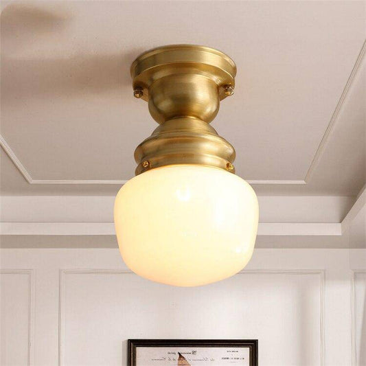 Vintage plafondlamp met gouden steun