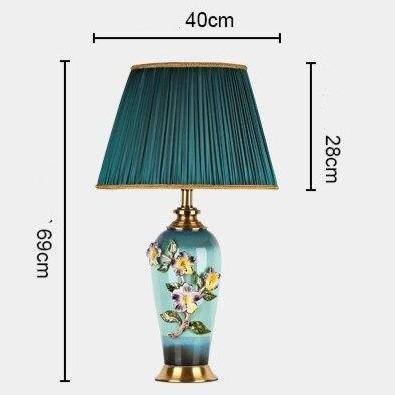 Kleurrijke keramische LED-tafellamp met lampenkap in Japanse stijl