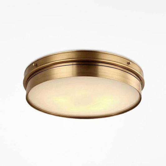Ronde LED design plafondlamp in industrieel goudmetaal