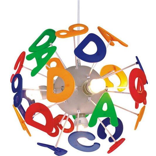 LED-hanglamp voor kinderen met kleurrijke alfabetletters