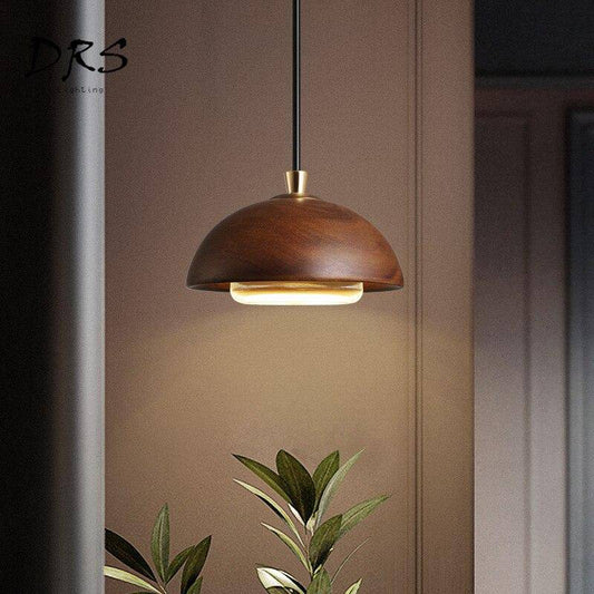 Designer houten halve bol LED hanglamp