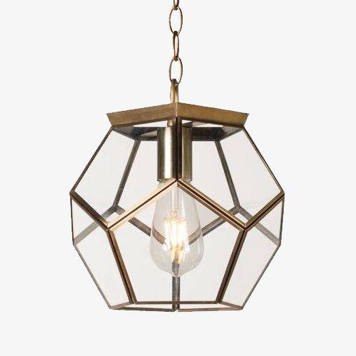 Designer glazen LED-hanglamp met vijfhoekige vormen in retrostijl