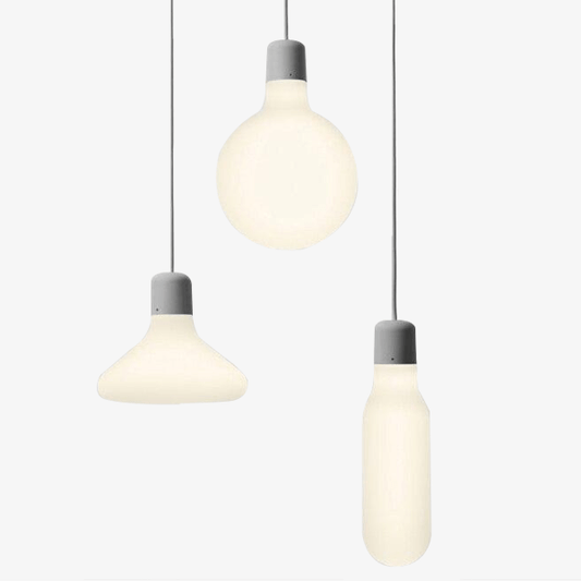 Design LED hanglamp in glas en grijze steun