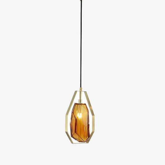 Designer LED-hanglamp in geometrisch glas in koffiekleuren
