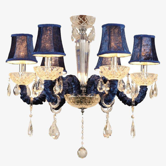 Barokke LED-kroonluchter met kristallen glazen kap en koninklijke stof