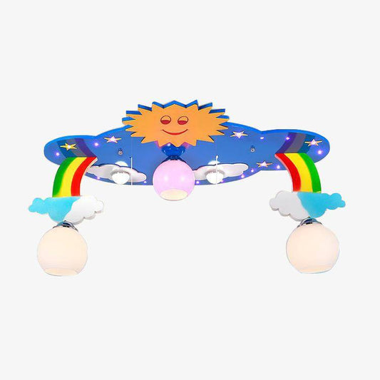 Kinderplafondlamp sky met regenboog en schommel