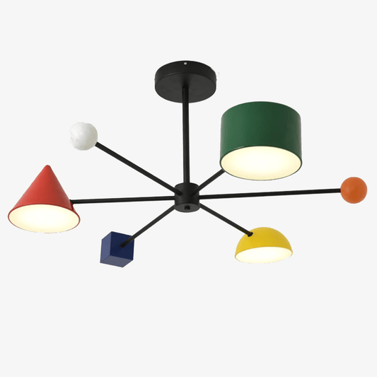 LED-kinderplafondlamp met verschillende kleurrijke geometrische vormen