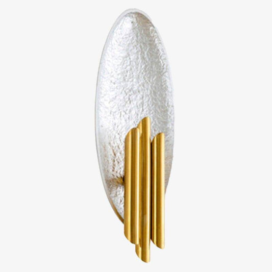 Ovale schelp design wandlamp en gouden cilindervormige schelplampen