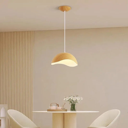 Nordic houtnerf ijzeren kroonluchter LED eetkamer kantoor nachtkastje