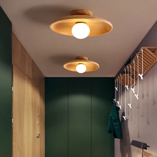 Moderne houten LED-plafondkroonluchter