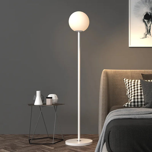 Moderne glazen vloerlamp wit zwart E27