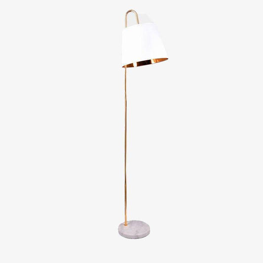 Designer LED-vloerlamp in marmer met gouden conische lampenkap