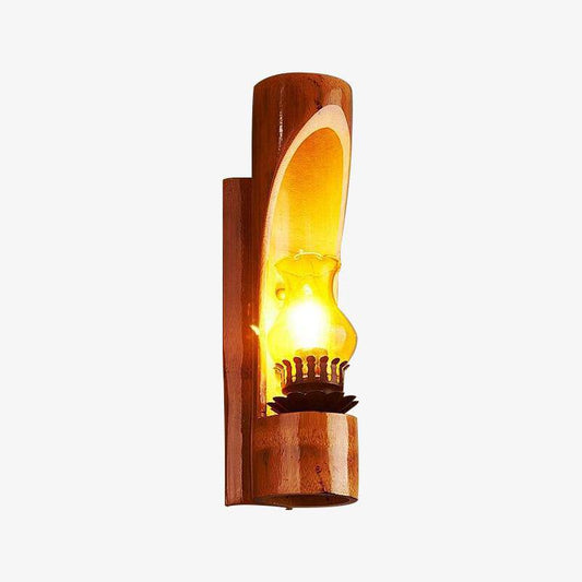 Loft rustieke cilindrische bamboe LED-wandlamp