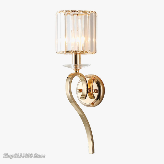 Postmoderne Scandinavische gouden LED-kristallen wandlamp