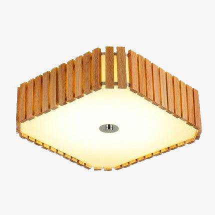 Vierkante houten LED-plafondlamp met afgeronde randen Simple