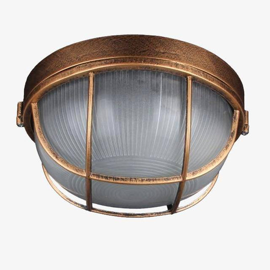 Ronde LED buitenplafondlamp met vintage gille