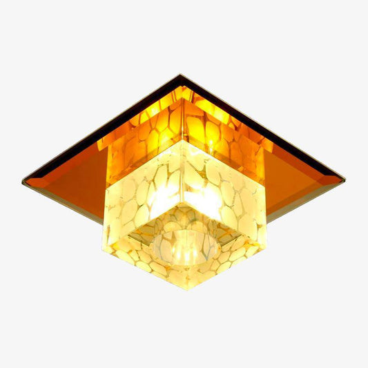 LED-plafondlamp in kubisch kristal en chromen voet