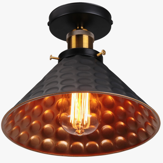 Moderne vintage LED plafondlamp met conische metalen lampenkap