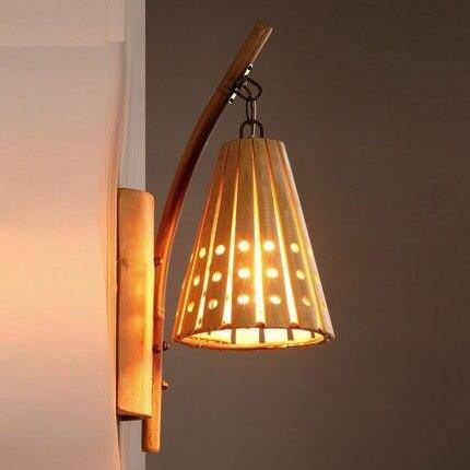 Vintage stijl LED bamboe wandlamp