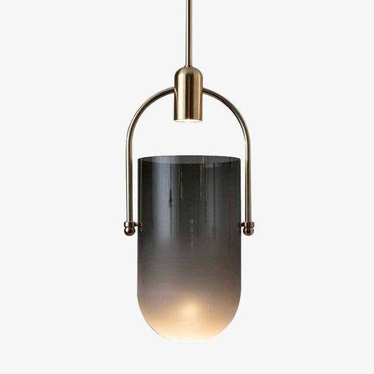Design hanglamp in verlicht glas en gouden spot Modern