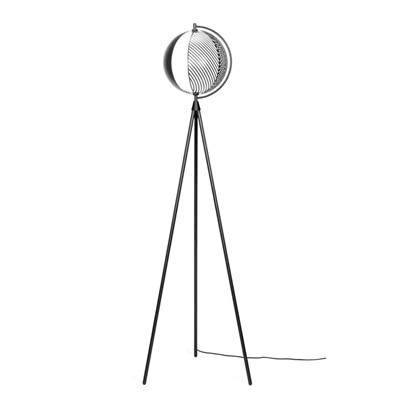 Zweeds design LED statief en bol vloerlamp in zwart ijzer