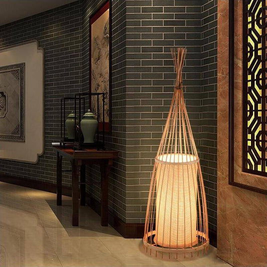 Japanse stijl bamboe houten vloerlamp