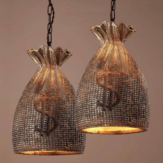 Vintage gouden tas hanglamp met dollarteken
