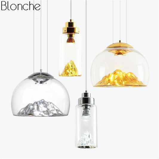 Design LED hanglamp in ijsbergglas (goud of zilver)