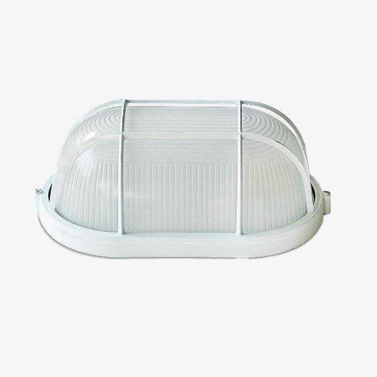Ovale LED-buitenplafondlamp met wit raster