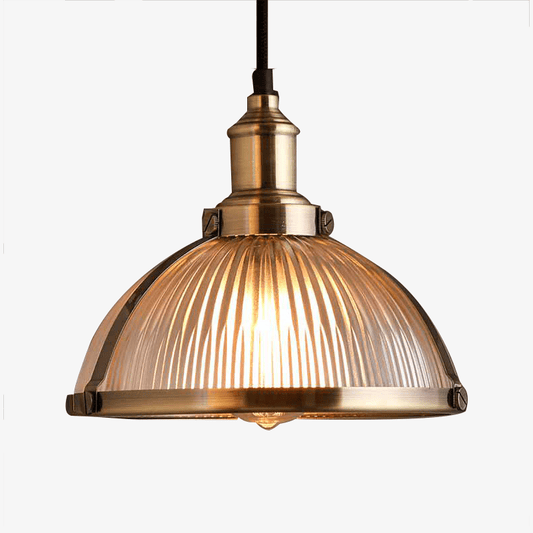 Vintage glazen halve bol LED chroom hanglamp