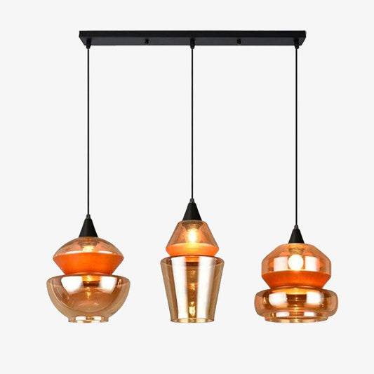 Design hanglamp van bruin rookglas in verschillende vormen
