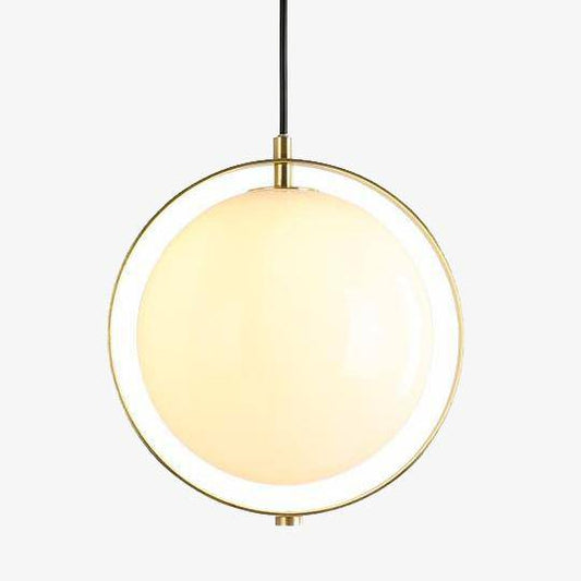 Designer LED glazen bol hanglamp in gouden cirkel