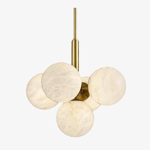 Designer gouden LED hanglamp met marmeren bollen